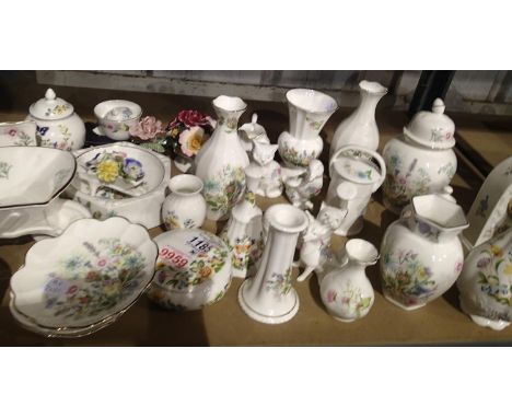 Large collection of Aysnley ceramics to include a clock, animal figurines and a photo frame. Not available for in-house P&amp