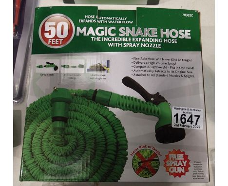 Boxed new 50ft magic snake hose. P&amp;P Group 2 (£18+VAT for the first lot and £3+VAT for subsequent lots) 