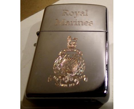 Royal Marines engraved windproof lighter. P&amp;P Group 1 (£14+VAT for the first lot and £1+VAT for subsequent lots) 