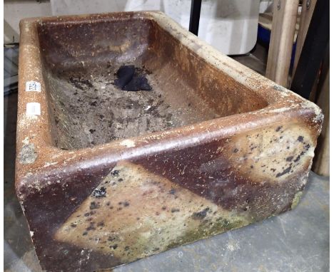 Brown stone garden planter, 46 x 71 cm. Not available for in-house P&amp;P, contact Paul O'Hea at Mailboxes on 01925 659133 