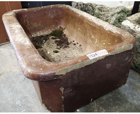 Brown stone garden planter, 75 x 50 cm. Not available for in-house P&amp;P, contact Paul O'Hea at Mailboxes on 01925 659133 