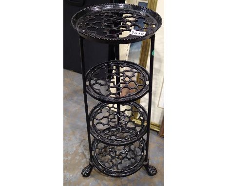 Cast metal four shelf kitchen pan stand. Not available for in-house P&amp;P, contact Paul O'Hea at Mailboxes on 01925 659133 