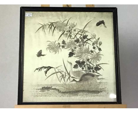 JAPANESE NEEDLEWORK PANEL,framed, along with one other (2)