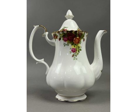 ROYAL ALBERT 'OLD COUNTRY ROSES' PART TEA SERVICE,including tea pot, 25cm high, along with several saucers and large plates