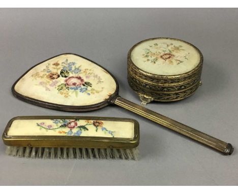 PEWTER BON BON DISH,6.5cm high, 17cm long, along with other items including a pleasant leather hip flask and a brass fireplac