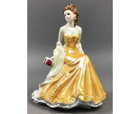ROYAL WORCESTER FIGURE OF 'GOLDEN WEDDING ANNIVERSARY,20cm high, along with other Worcester and Coalport figures (6)