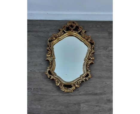 GILT WALL MIRROR OF ROCOCO DESIGN,70cm x 42cm