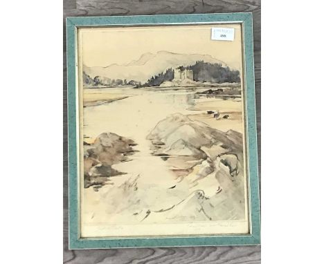 MARGARET STIRLING DOBSON ARE (SCOTTISH 1888 - 1952),SCOTTISH CASTLEcolour wash and pencil on paper, signed and dated 1939, ti