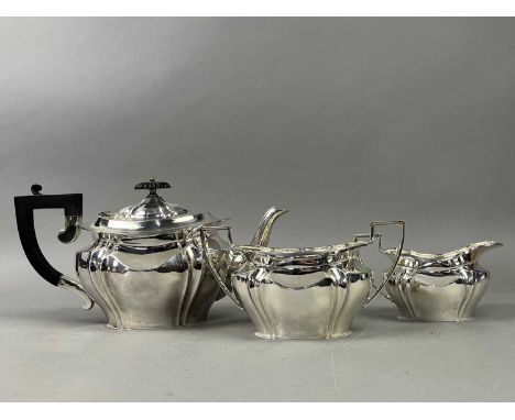 SILVER PLATED TEA SERVICE,along with other plated items