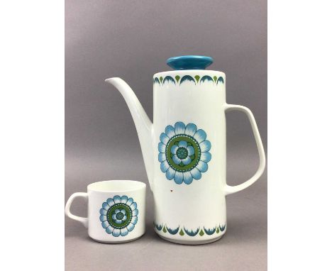 BLUE AND WHITE PART TEA SERVICE,decorated with blue flowers on a white ground, along with a Chodziez part tea service