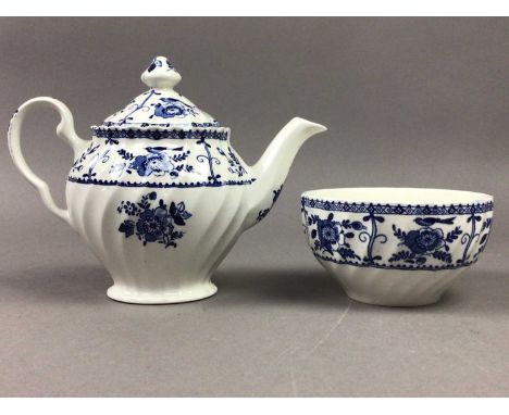 JOHNSON BROS BLUE AND WHITE TEA SERVICE,with a cake stand, along with a continental tea service and another