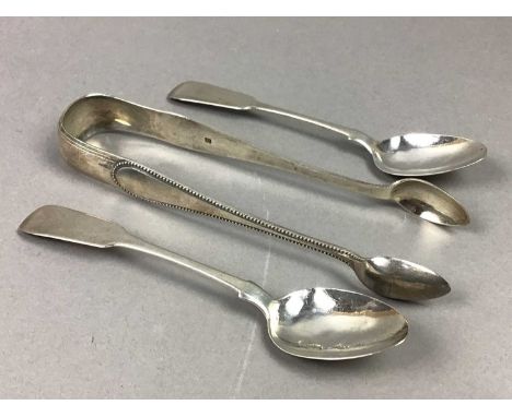 SET OF FOUR WILLIAM VI SILVER TEASPOONS,Glasgow mark for JC, along with three Victorian spoons by the same maker, a pair of s