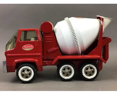 LOT OF TONKA AND FURTHER MODEL VEHICLES,including long fire engine, cement mixer together with smaller Tonka models, Lego and