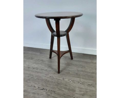 EARLY 20TH CENTURY ROSEWOOD CIRCULAR OCCASIONAL TABLE,45cm diameter, along with a mahogany wine table on tripod supports (2)