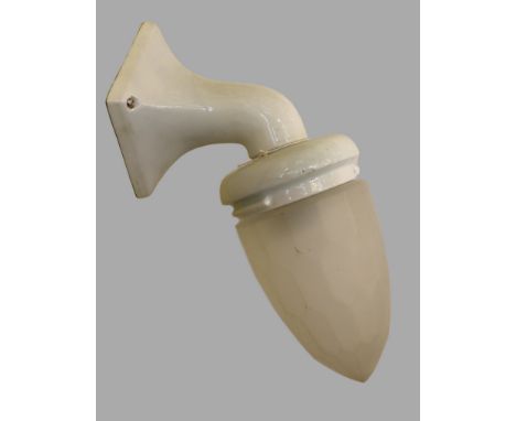 A 1930s French ceramic and frosted glass pendant wall light, height 28cm
***CONDITION REPORT***Good original condition, will 
