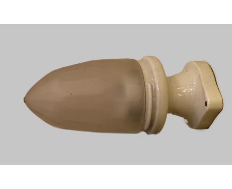 A 1930s French ceramic and frosted glass ceiling light, height 25cm
***CONDITION REPORT***Good original condition will requir