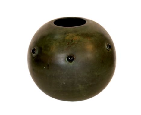 An Arts and Crafts bronzed metal and enamel globular vase, height 18cm
***CONDITION REPORT***Light surface wear otherwise goo