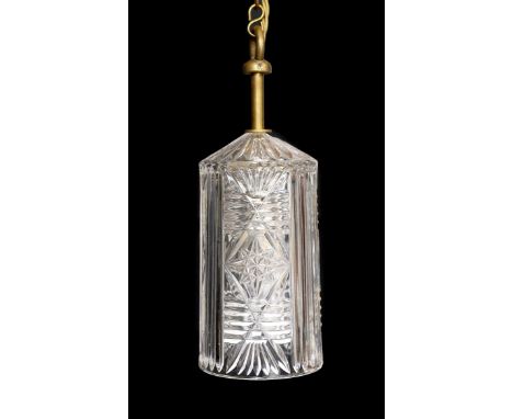An early 20th century English brass and glass light pendant, height 26cm
***CONDITION REPORT***Good condition, recently rewir