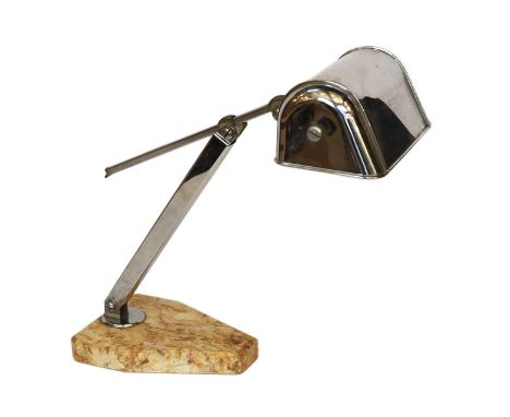 A 1930s French chrome plated adjustable desk lamp with marble base, height 38cm
***CONDITION REPORT***Light oxidisation, requ