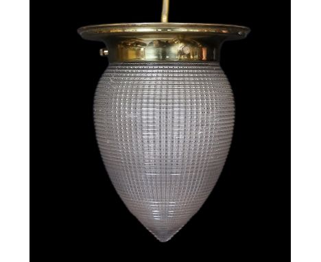 An Edwardian brass mounted ribbed glass ceiling light, height 17cm
***CONDITION REPORT***Very good condition, rewired
&nbsp;
