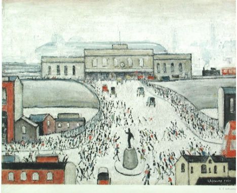 § Laurence Stephen Lowry, RA (British, 1887–1976) Station Approach, Manchester signed lower right in pencil "L. S. Lowry" wit