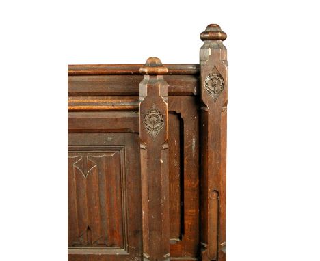 Attributed to Augustus Welby Northmore Pugin (1812-1852), a Victorian panelled oak bedstead, probably made by Gillows, with p