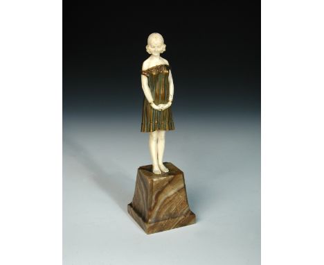 Demeter H. Chiparus (Romanian, 1886-1947), Innocence, a gilt bronze and carved ivory figure, engraved signature to marble bas