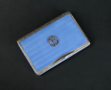 A continental silver gilt and blue bassetaille enamel cigarette case, probably imported by P H Vogel & Co, London 1926, the h