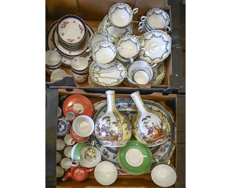Miscellaneous English and continental porcelain, 19th c and later, to include a pair of vases painted with figures and flower