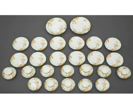 A William Brownfield spirally fluted porcelain tea service, late 19th c, pattern no 1028, printed mark (36)  In largely good 