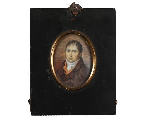 Italian School, early 19th century - Portrait Miniature of a William Lambe of Aubourn, half-length, inscribed to verso: Willi