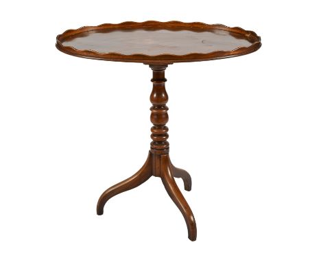 A Victorian mahogany tripod table, turned pillar with oval gallery top, 79cm h; 81 x 56cm  Top surface with shrinkage crack, 