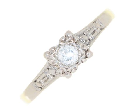 A diamond ring, illusion set, gold hoop marked 18ct &amp; PLAT, 2.7g, size O  Light wear
