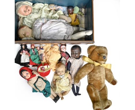 A Walther & Sohn bisque-headed composition character doll, early 20th c, in contemporary Scottish dress, 24cm h, impressed ma