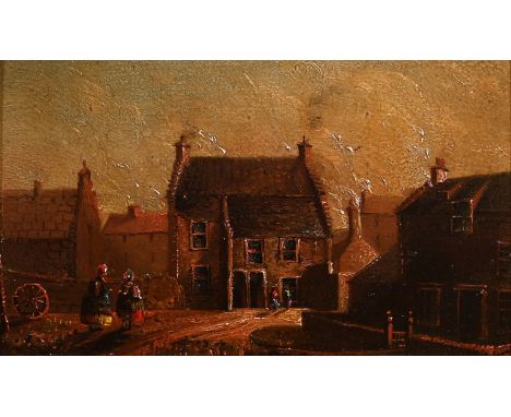British School, mid-19th century - Busy Street Scenes, possibly Edinburgh, a pair, indistinct contemporaneous manuscript labe