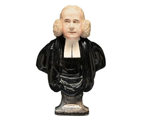 Methodism. A Staffordshire pearlware portrait bust of George Whitefield, c1810, in black robes and white collar, on integral 