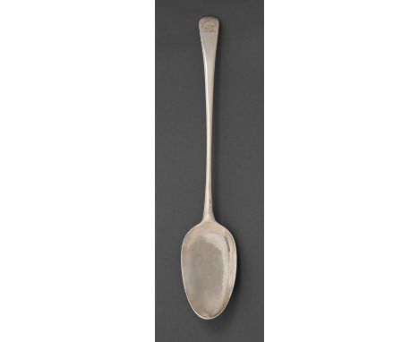 A George III silver gravy spoon, Old English pattern, crested, maker W T in script, London 1769, 3oz 12dwt  Light wear consis