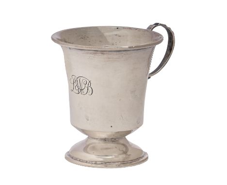 A George VI silver christening mug, 78mm h, by Ernest W Haywood, Birmingham 1947, 1oz 16dwt  Minor dent