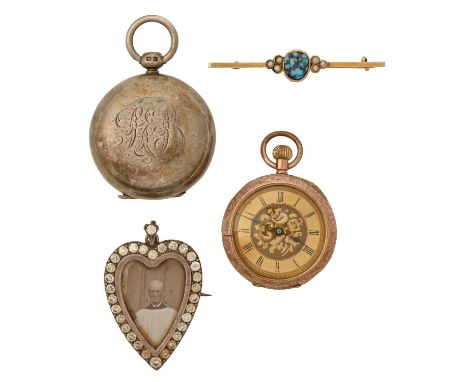 A Victorian silver sovereign case, the interior engraved Maud Jane Jan 27th 1900, 35mm diam, Birmingham 1897, a gold keyless 