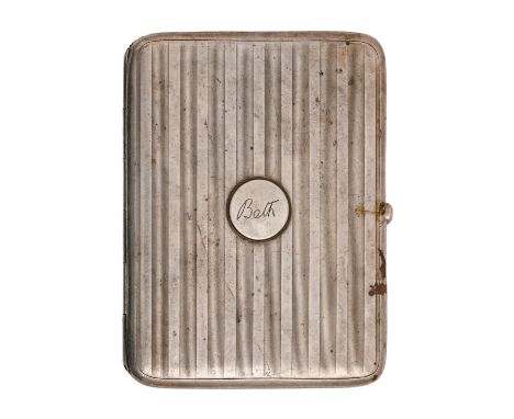 A George VI silver cigarette case, engine turned, 11.5cm l, by A &amp; J Zimmerman Ltd, Birmingham 1938, 5oz 8dwt  Light wear