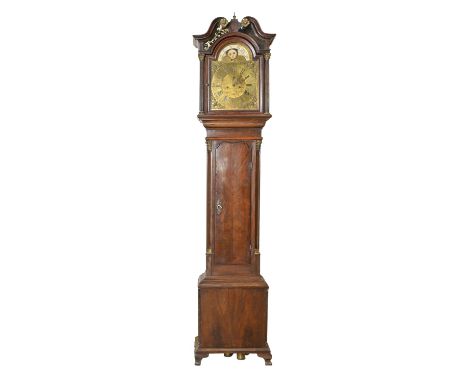 A George III mahogany eight-day longcase clock,&nbsp; the break arched brass dial&nbsp; engraved Nathaniel Brown, with engrav