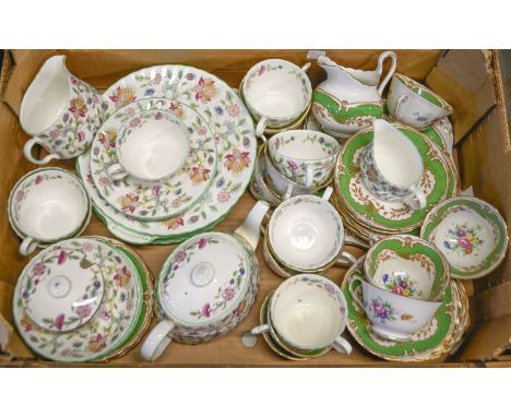 A Minton Haddon Hall bone china part tea and dinner service and a Tuscan part tea service  