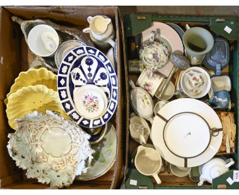 Miscellaneous decorative ceramics and teawares, including a Carlton Ware part tea service, Wedgwood green Jasperware vase, et