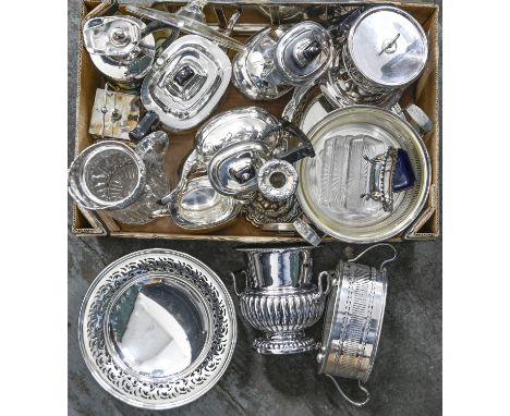 Miscellaneous EPNS and other metalware, Victorian and later, including five-piece tea and coffee service, cut glass lemonade 