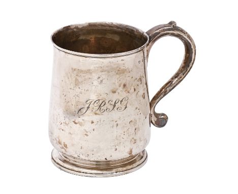 A Victorian silver mug, 12cm h, marks rubbed, by Hilliard &amp; Thomason, Birmingham 1892, 9oz 13dwt  Wear consistent with ag
