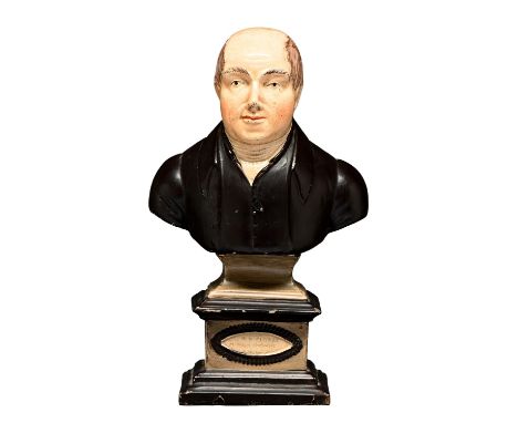 Methodism. A rare Barker, Sutton &amp; Till earthenware portrait bust of William Clowes, c1835, the integral socle impressed 