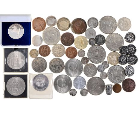 Coins. Miscellaneous British pre-decimal commemorative and other coins, including Victorian Shillings (4), Victorian Penny 18