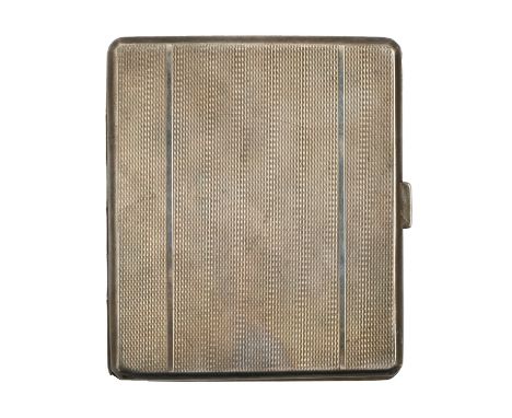 A George VI silver cigarette case, engine turned, 96mm l, by Adie Bros Ltd, Birmingham 1937, 4oz 12dwt  Good condition, the i