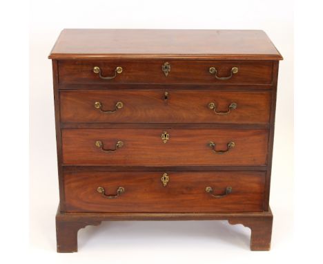 A George III mahogany chest of drawers, ogee moulded outline, fitted with four graduating long drawers, bracket feet, width 9