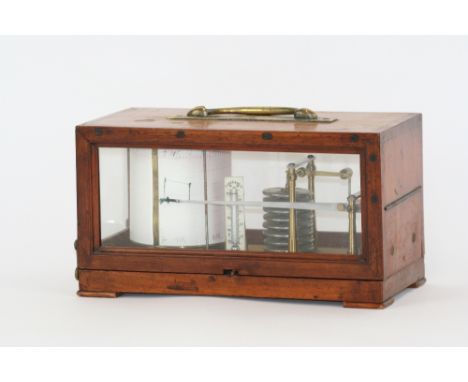 A Victorian mahogany cased barograph, Adie Wedderburn, Edinburgh, with a thermometer gauge, end hinged case, width 29cm